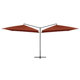 Terracotta steel double garden umbrella 250x250 cm by vidaXL, Umbrellas - Ref: Foro24-47325, Price: 135,40 €, Discount: %