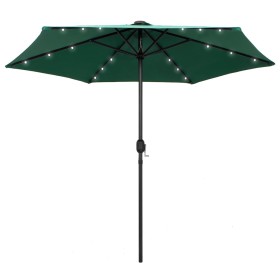 Regenschirm mit LED-Lichtern und grüner Aluminiumstange 270 cm von vidaXL, Sonnenschirme - Ref: Foro24-47352, Preis: 79,99 €,...