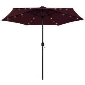 Umbrella with LED lights and burgundy aluminum pole 270 cm by vidaXL, Umbrellas - Ref: Foro24-47356, Price: 79,53 €, Discount: %