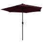 Umbrella with LED lights and burgundy aluminum pole 270 cm by vidaXL, Umbrellas - Ref: Foro24-47356, Price: 79,53 €, Discount: %