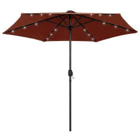 Parasol with LED lights and terracotta aluminum pole 270 cm by vidaXL, Umbrellas - Ref: Foro24-47357, Price: 79,99 €, Discoun...