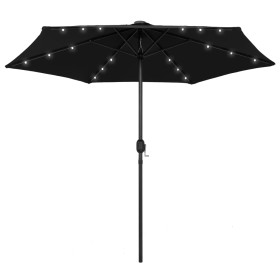 Sombrilla con luces LED y palo de aluminio negro 270 cm de vidaXL, Sombrillas - Ref: Foro24-47358, Precio: 79,99 €, Descuento: %