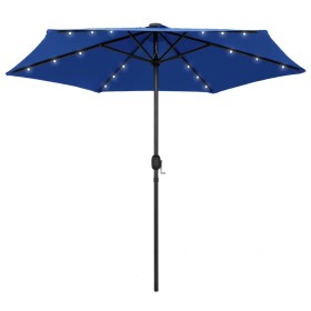 Sombrilla con luces LED y palo de aluminio azul azure 270 cm de vidaXL, Sombrillas - Ref: Foro24-47359, Precio: 79,99 €, Desc...