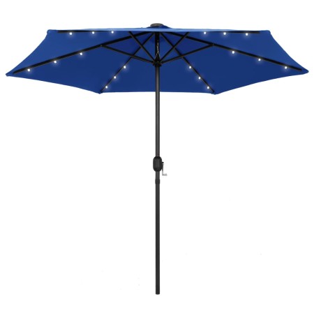 Umbrella with LED lights and azure blue aluminum pole 270 cm by vidaXL, Umbrellas - Ref: Foro24-47359, Price: 79,53 €, Discou...