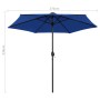 Umbrella with LED lights and azure blue aluminum pole 270 cm by vidaXL, Umbrellas - Ref: Foro24-47359, Price: 79,53 €, Discou...