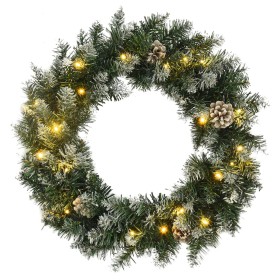 Corona de Navidad con luces LED PVC verde 45 cm de vidaXL, Luces de Navidad - Ref: Foro24-345171, Precio: 36,66 €, Descuento: %