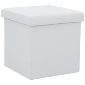 White synthetic leather folding storage stool by vidaXL, Folding stools and chairs - Ref: Foro24-247082, Price: 26,81 €, Disc...