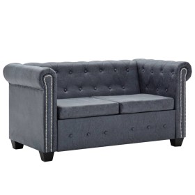 Chesterfield 2-Sitzer-Sofa aus grauem Kunstleder von vidaXL, Sofas - Ref: Foro24-247131, Preis: 480,99 €, Rabatt: %