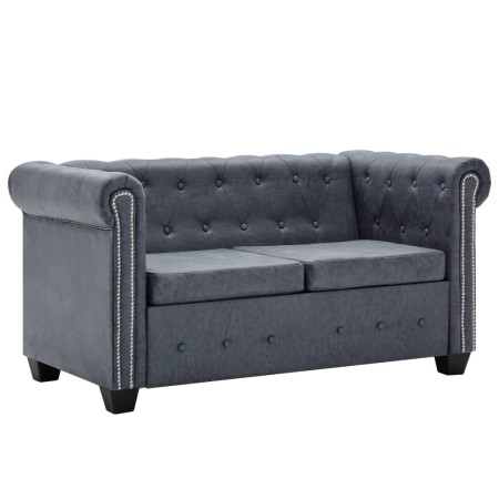 Sofá Chesterfield de 2 plazas piel de ante artificial gris de vidaXL, Sofás - Ref: Foro24-247131, Precio: 480,99 €, Descuento: %