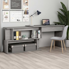 Corner desk made of gray concrete plywood 200x50x76 cm by vidaXL, Desks - Ref: Foro24-801102, Price: 112,60 €, Discount: %