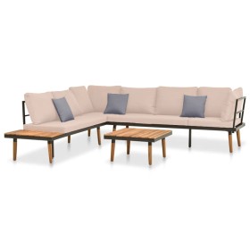 4-piece garden furniture set and solid acacia wood cushions by vidaXL, Garden sets - Ref: Foro24-316641, Price: 570,99 €, Dis...