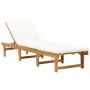 Folding sun lounger with cream-white solid acacia wood cushion by vidaXL, Loungers - Ref: Foro24-316645, Price: 207,54 €, Dis...