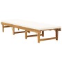 Tumbona plegable con cojín madera maciza de acacia blancocrema de vidaXL, Tumbonas - Ref: Foro24-316645, Precio: 207,54 €, De...