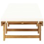 Tumbona plegable con cojín madera maciza de acacia blancocrema de vidaXL, Tumbonas - Ref: Foro24-316645, Precio: 207,54 €, De...