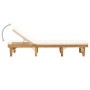 Tumbona plegable con cojín madera maciza de acacia blancocrema de vidaXL, Tumbonas - Ref: Foro24-316645, Precio: 207,54 €, De...