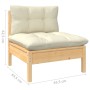 2-seater garden sofa in solid pine wood with cream cushions by vidaXL, Modular outdoor sofas - Ref: Foro24-806652, Price: 142...