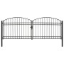 Double door fence gate with arch 400x150 cm black steel by vidaXL, garden gates - Ref: Foro24-143094, Price: 404,99 €, Discou...