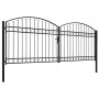 Double door fence gate with arch 400x150 cm black steel by vidaXL, garden gates - Ref: Foro24-143094, Price: 404,10 €, Discou...