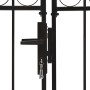 Double door fence gate with arch 400x150 cm black steel by vidaXL, garden gates - Ref: Foro24-143094, Price: 404,10 €, Discou...