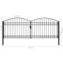 Double door fence gate with arch 400x150 cm black steel by vidaXL, garden gates - Ref: Foro24-143094, Price: 404,10 €, Discou...