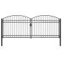 Double door fence gate with arch 400x175 cm black steel by vidaXL, garden gates - Ref: Foro24-143095, Price: 508,97 €, Discou...