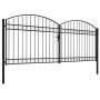 Double door fence gate with arch 400x175 cm black steel by vidaXL, garden gates - Ref: Foro24-143095, Price: 508,97 €, Discou...