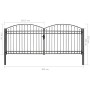 Double door fence gate with arch 400x175 cm black steel by vidaXL, garden gates - Ref: Foro24-143095, Price: 508,97 €, Discou...