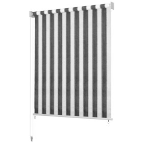 Anthracite gray and white striped roller blind 220x140 cm by vidaXL, Blinds and blinds - Ref: Foro24-43510, Price: 45,99 €, D...