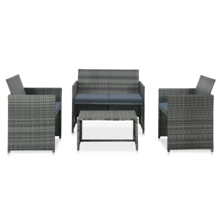 Set muebles de jardín 4 piezas y cojines ratán sintético gris de vidaXL, Conjuntos de jardín - Ref: Foro24-43909, Precio: 206...