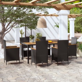 Set de comedor de jardín 7 piezas y cojines ratán sintético de vidaXL, Conjuntos de jardín - Ref: Foro24-42913, Precio: 653,7...