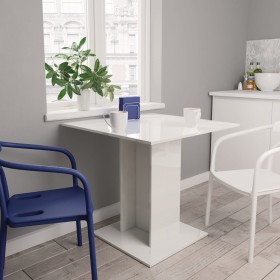 Glossy white plywood dining table 80x80x75 cm by vidaXL, Kitchen and dining tables - Ref: Foro24-800258, Price: 75,31 €, Disc...