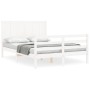 Double bed frame with white solid wood headboard by vidaXL, Beds and slatted bases - Ref: Foro24-3194477, Price: 190,13 €, Di...