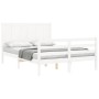 Double bed frame with white solid wood headboard by vidaXL, Beds and slatted bases - Ref: Foro24-3194477, Price: 190,13 €, Di...