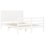 Double bed frame with white solid wood headboard by vidaXL, Beds and slatted bases - Ref: Foro24-3194477, Price: 190,13 €, Di...