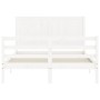 Double bed frame with white solid wood headboard by vidaXL, Beds and slatted bases - Ref: Foro24-3194477, Price: 190,13 €, Di...