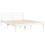 Double bed frame with white solid wood headboard by vidaXL, Beds and slatted bases - Ref: Foro24-3194477, Price: 190,13 €, Di...