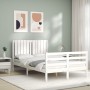 Double bed frame with white solid wood headboard by vidaXL, Beds and slatted bases - Ref: Foro24-3194737, Price: 137,99 €, Di...