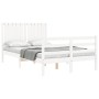 Double bed frame with white solid wood headboard by vidaXL, Beds and slatted bases - Ref: Foro24-3194737, Price: 137,99 €, Di...