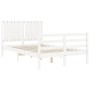 Double bed frame with white solid wood headboard by vidaXL, Beds and slatted bases - Ref: Foro24-3194737, Price: 137,99 €, Di...