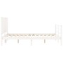 Double bed frame with white solid wood headboard by vidaXL, Beds and slatted bases - Ref: Foro24-3194737, Price: 137,99 €, Di...