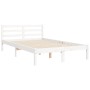 Double bed frame with white solid wood headboard by vidaXL, Beds and slatted bases - Ref: Foro24-3194737, Price: 137,99 €, Di...