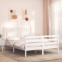 Double bed frame with white solid wood headboard by vidaXL, Beds and slatted bases - Ref: Foro24-3194542, Price: 143,76 €, Di...