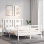 Double bed frame with white solid wood headboard by vidaXL, Beds and slatted bases - Ref: Foro24-3194542, Price: 143,76 €, Di...