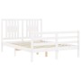 Double bed frame with white solid wood headboard by vidaXL, Beds and slatted bases - Ref: Foro24-3194542, Price: 143,76 €, Di...