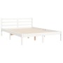 Double bed frame with white solid wood headboard by vidaXL, Beds and slatted bases - Ref: Foro24-3194542, Price: 143,76 €, Di...