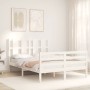 Estructura cama de matrimonio con cabecero madera maciza blanco de vidaXL, Camas y somieres - Ref: Foro24-3194087, Precio: 14...