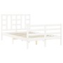 Double bed frame with white solid wood headboard by vidaXL, Beds and slatted bases - Ref: Foro24-3193892, Price: 137,76 €, Di...