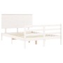 Double bed frame with white solid wood headboard by vidaXL, Beds and slatted bases - Ref: Foro24-3195192, Price: 150,52 €, Di...