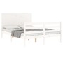 Double bed frame with white solid wood headboard by vidaXL, Beds and slatted bases - Ref: Foro24-3194607, Price: 159,85 €, Di...