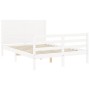 Double bed frame with white solid wood headboard by vidaXL, Beds and slatted bases - Ref: Foro24-3194607, Price: 159,85 €, Di...